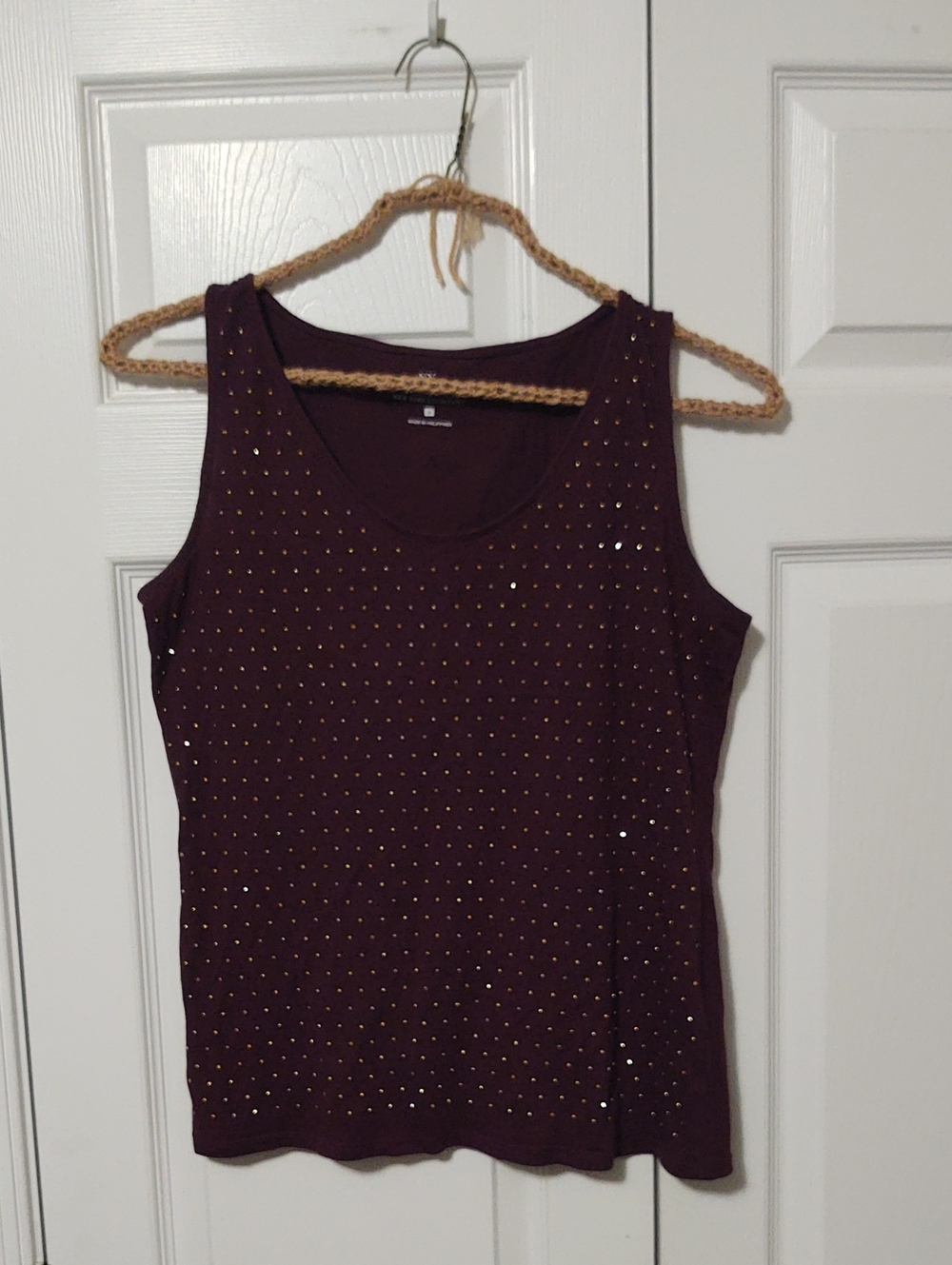 New York & Company Plum Studded Scoop Neck Tank